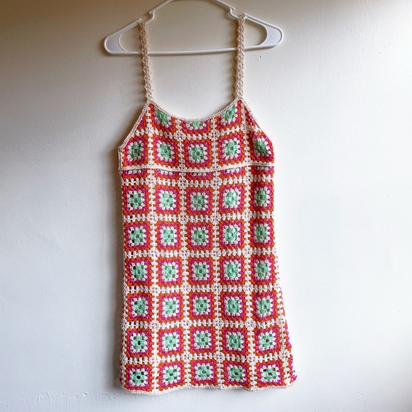 Zara Foral Crochet Mini Dress Boho Cottagecore 60s inspired Retro Bohemian - Picture 5 of 10